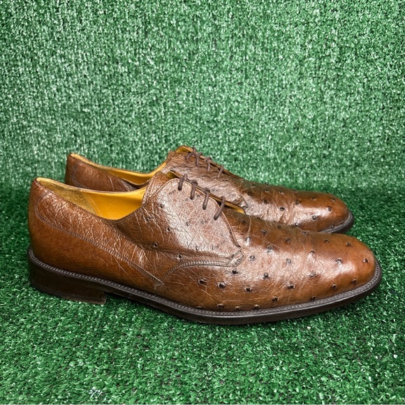 Mezlan Platinum Ostrich Men Shoes Brown Size 11.5 - Picture 1 of 13